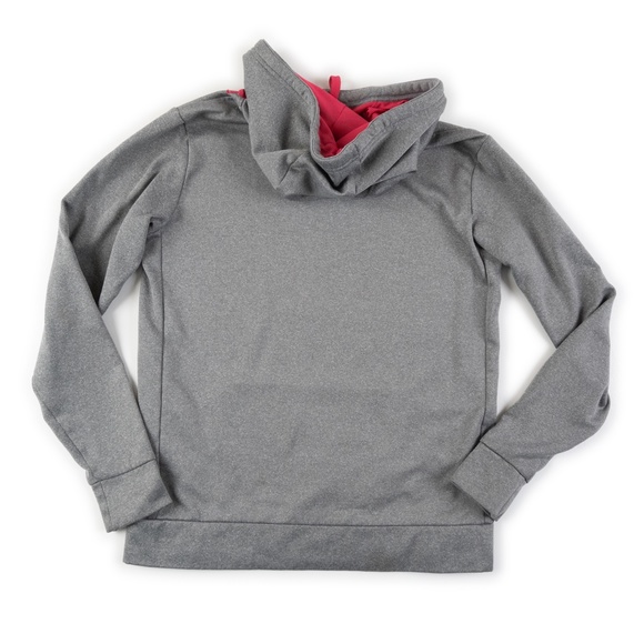 NIKE Dri-Fit fleece pullover hoodie grey with pink swoosh logo size S - Picture 3 of 10